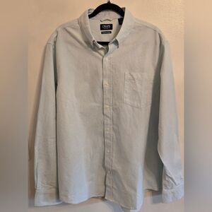 Chaps Mens Button Down Shirt Seacoast Wash Pale Aqua White Pinstripe Cotton XL